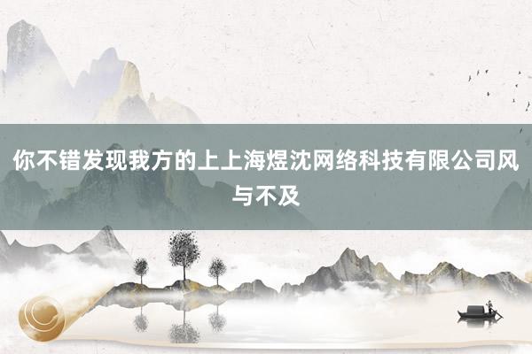 你不错发现我方的上上海煜沈网络科技有限公司风与不及